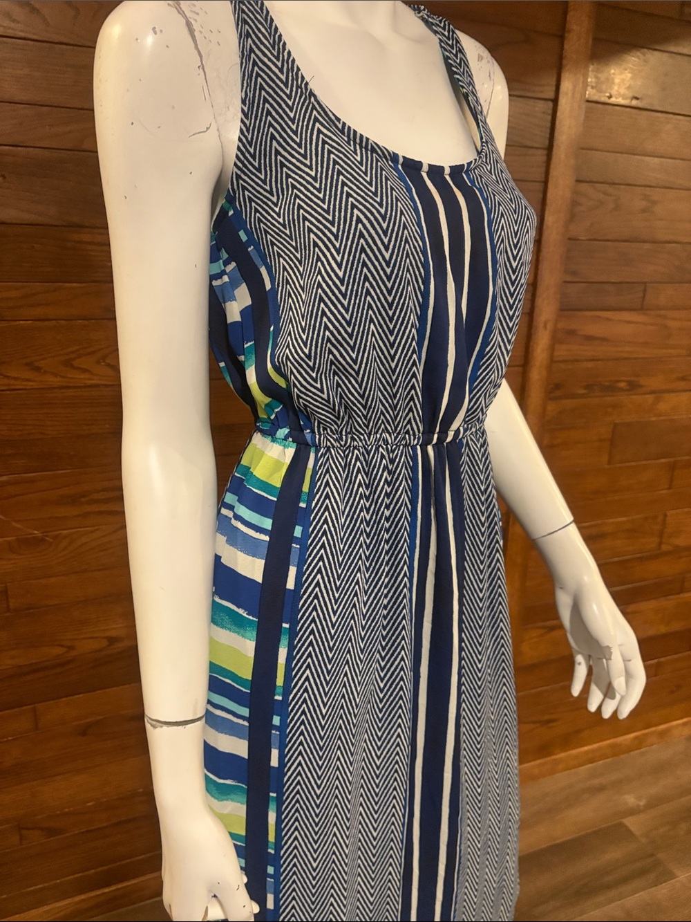 BeBop Navy, White and Multicolor Panel Maxi Dress - Picture 2 of 5